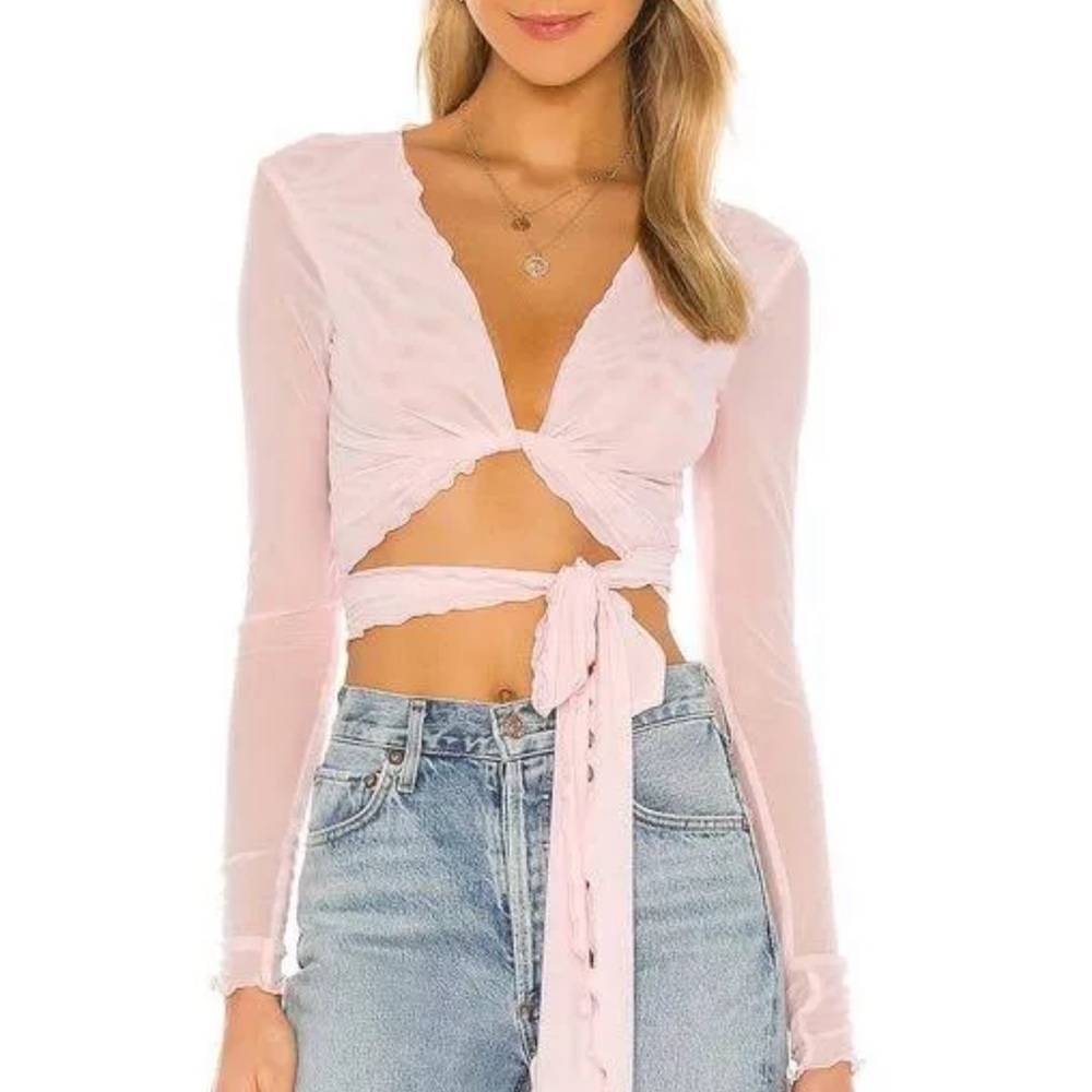*TAGS ATTACHED* Sheer Blush Super Stretch Wrap-Around Top